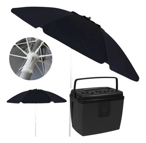 Kit Praia Guarda Sol Bagum Articulado 2 M + Cooler 19 L