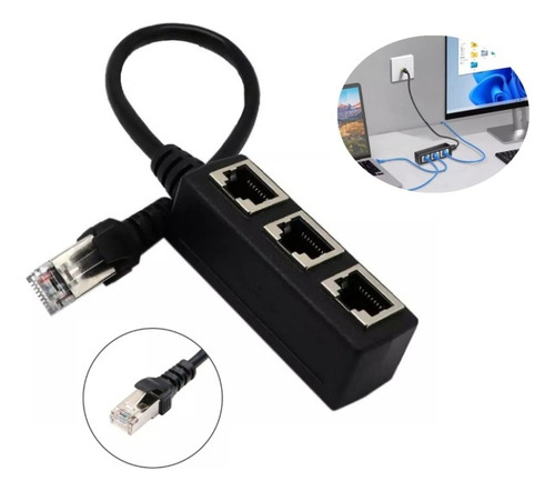 Divisor De Red Ethernet Lan / Extensor Rj45 1 A 3 Puertos