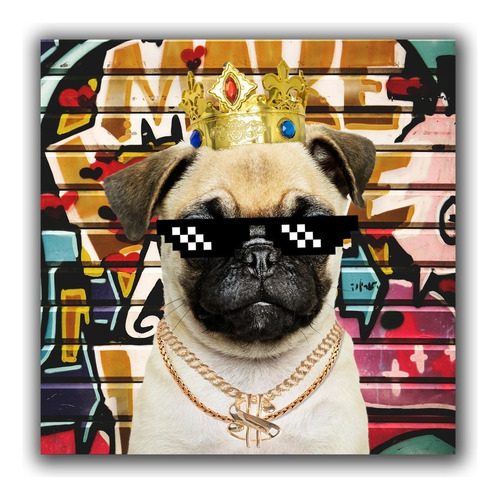 Cuadro Pug El Rey Money Gangster Graffiti Modelo Exclusivo Color Colores