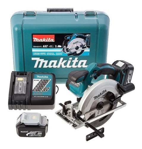 Sierra Circular Makita Dss611rfe + 2 Baterías Y Cargador Frecuencia 50-60