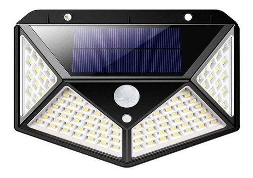 Imagem 2 de 9 de Luminária Solar Parede 100 Led Sensor Presença Prova D'água