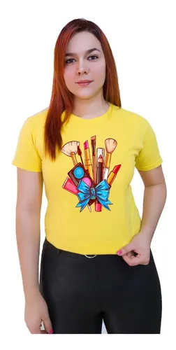 Polera Dama Estampada 100%algodon Diseño Maquillaje 368 Polera Dama Estampada 100%algodon Diseño Maquillaje 368