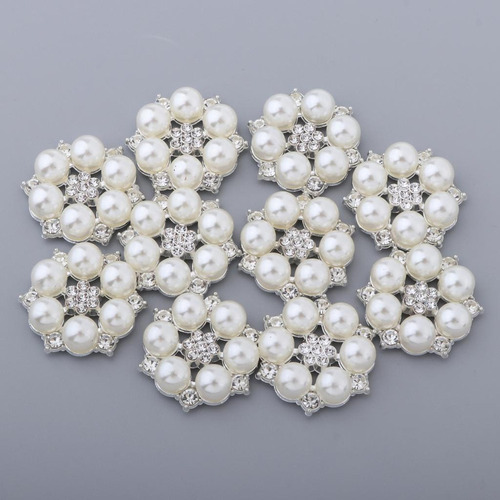 2x 10 Piezas De Botones De Perlas Artificiales Adorno De