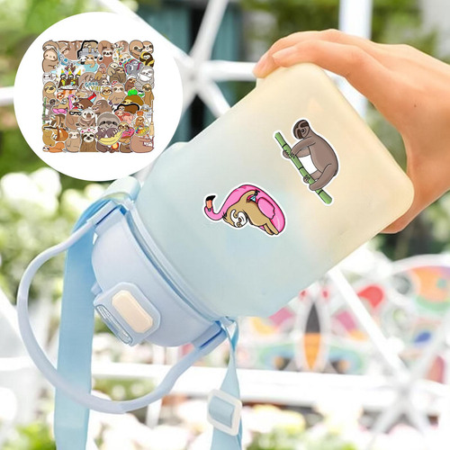 4 X 50 Pegatinas De Perezoso Impermeables Para Botellas De