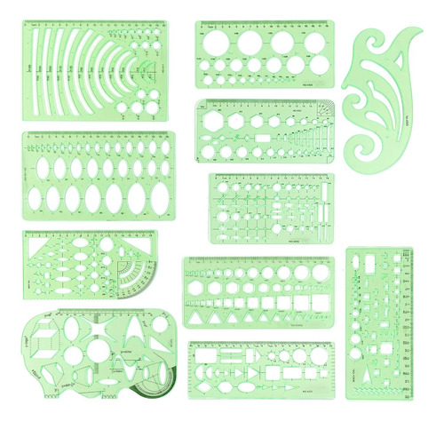 ~? Mwellewm 11 Pcs/set Geometric Drawing Template Stencils D