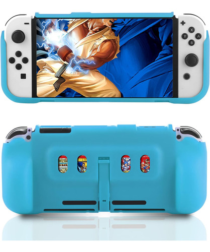 Switch Oled Cover Blue, Funda Protectora Para Switch Oled Co