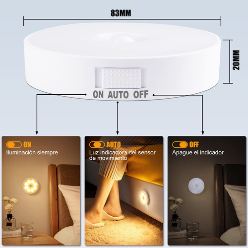 Luces Con Sensor De Movimiento Para Interiores, 8 Led Luz