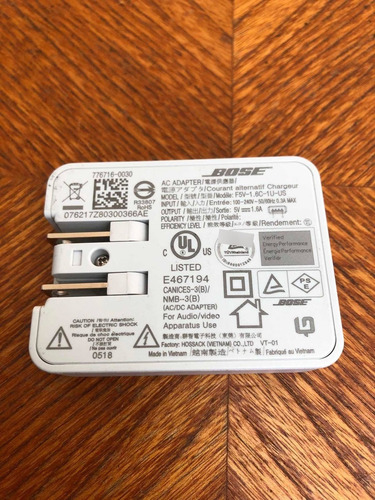 Cargador Bose Soundlink Mini 5 Volts 1.6 Amp (Usado)
