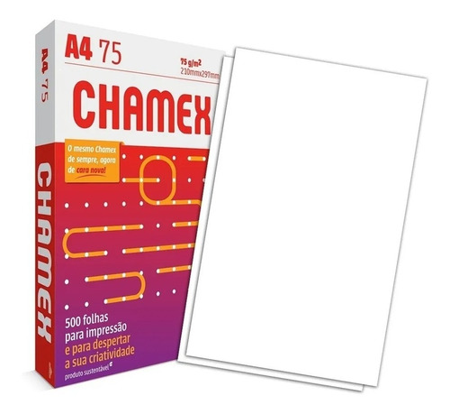 Imagem 1 de 4 de Papel Chamex A4 Sulfite 75g Pacote 500 Folhas Impressora