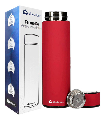 Termo Acero Inoxidable 500 Ml Diseño Elegante Hermético Color Rojo