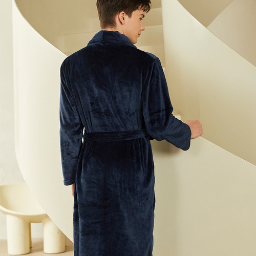 Bata De Descanso Supersoft Para Hombre Marino Calida Suave