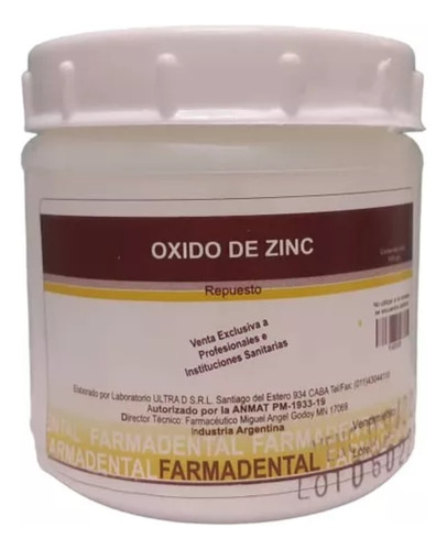 Oxido De Zinxc X100gr Farmadental