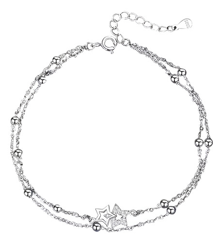 Pulseira Ek Prata Dupla Camada Estrelas 925