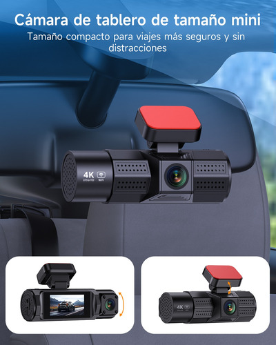 Cámara De Tablero Wifi 4k De 3 Canales, Frontal Y Trasera,