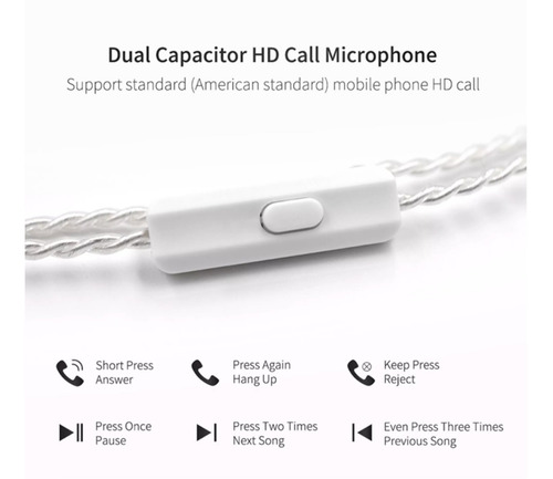 Imagen 4 de 5 de Cable Kz Premium De Plata Sin Oxigeno Con Microfono Original