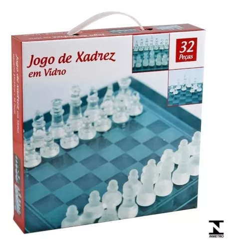 Tabuleiro De Xadrez Modelo Super Luxo Vidro 25cm 33 Peças