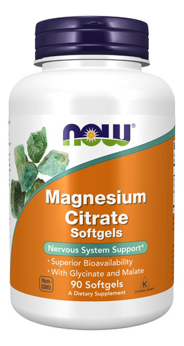 Now Foods Citrato De Magnesio 400mg 90 Softgels Sfn Sabor Neutro