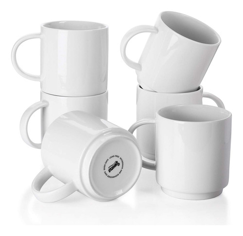 Conjunto De 6 Tazas De Café Blanco Apilables De 300 Ml
