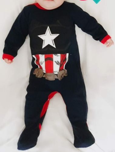 Enterito Disfraz Capitan America Bebe Algodon Pijama Conjunt