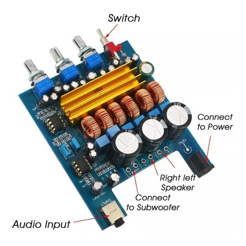 Placa Amplificador 2.1 200w + Decodificador Bluetooth Caixa
