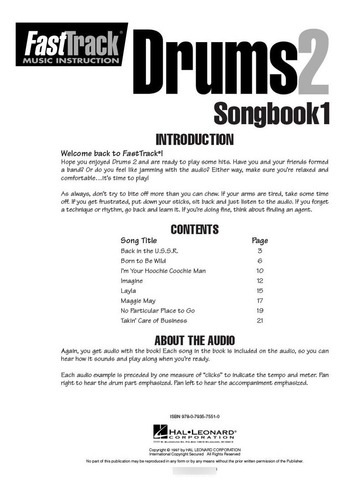 Fast Track Drums 2, Songbook 1.