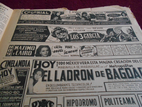 Periodico La Prensa Niños Heroes Chapultepec 1947 Cine (Usado)