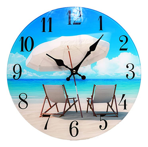 Sea Creations Reloj De Pared De Cristal Para Silla De Playa.