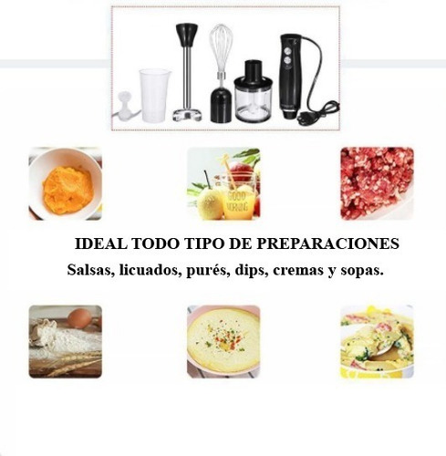 Imagen 4 de 10 de Mixer + Accesorios Completa 4 En 1 Batidora Procesadora 500w