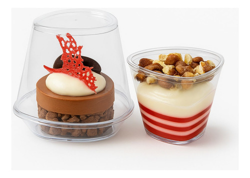 Set 24 Vasos Postre 80ml Triangular Reposteria Desechable