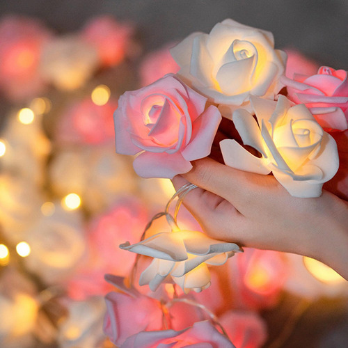 Guirnalda De Luces Led Con Forma De Rosa, Ramo De Flores