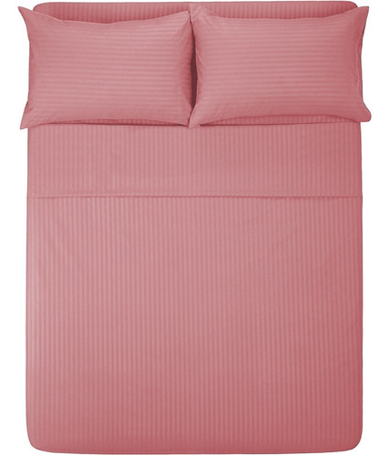 Sábana Queen Size 1800 Hilos, Microfibra Grabada Ultra Suave Color Palo de rosa Diseño de la tela Color