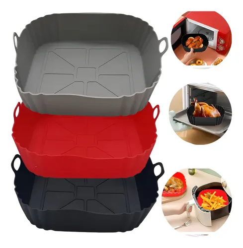 Kit 3 Forro Air Fryer De Silicone Reutilizável Antiaderente 16x16...