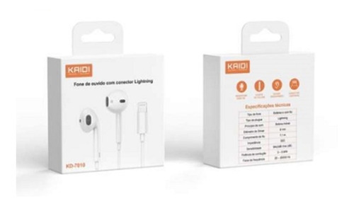 Fone De Ouvido Compativel Iphone Kaidi Kd-701 Branco