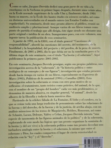 Imagen 4 de 5 de Seminario La Bestia Y El Soberano T.1 Jacques Derrida -mn-