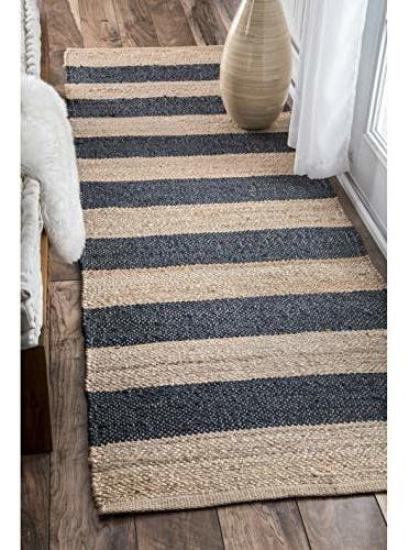 Nuloom Alfombra Alisia Flatweave Stripes Jute Runner, 2 '6  