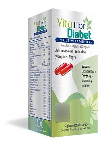 Vita Flor Diabet Multivitamínico 60 Caps Control Diabetes Sabor Sin Sabor