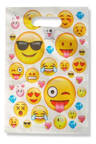 Bolsa Para Cumpleaños Emoji X10 Piezas 25x16 Cm