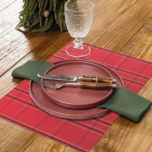 6 Jogo Americano Mesa Posta Luxo Impermeável Mz List 2 Vr Cor M10 Vermelho Claro Escuro Vinho Laranja Listras Mz Retangular