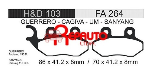 001.hd103 Pastillas De Freno (jgo) Motos Cagiva-passing 110