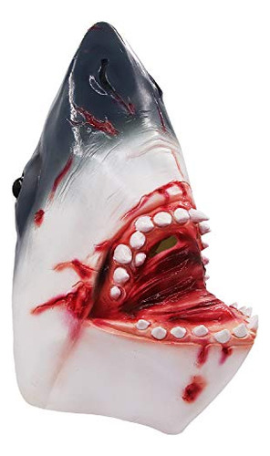 Máscara De Halloween Para La Cabeza De Tiburón Sangrante, Di