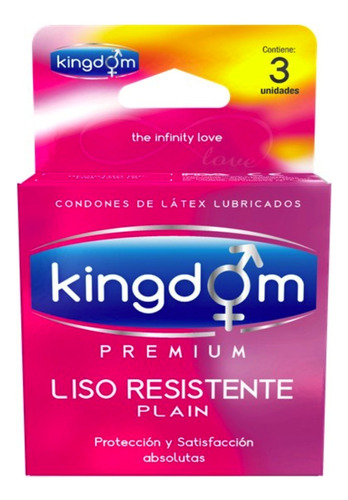Preservativo Kingdom Premiun Condones Pack 3 Unidades Liso 