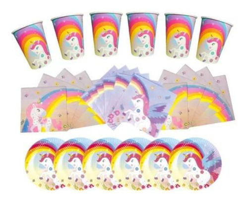 Party Store - Kit Platos, Vasos, Servilletas - Unicornio