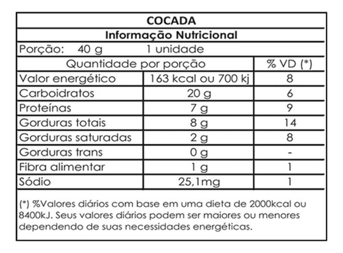 Cocada Caseira Pedaço Doce De Leite Com Coco 40g - 10 Un