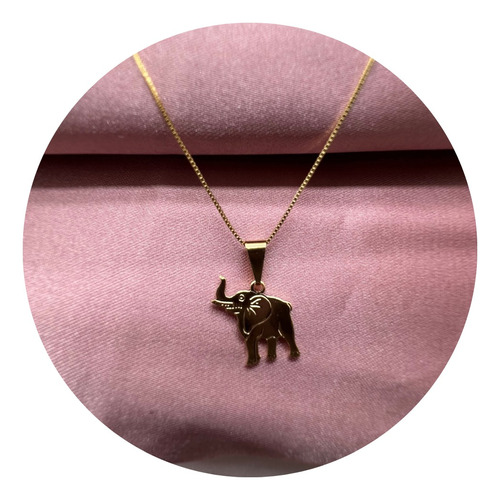 Cadena Y Dije Elefante En Oro Laminado 18k