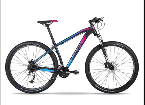 Mountain bike Volta RAZZ R29 M 24v frenos de disco hidráulico cambios Microshift color negro/azul/rosa  