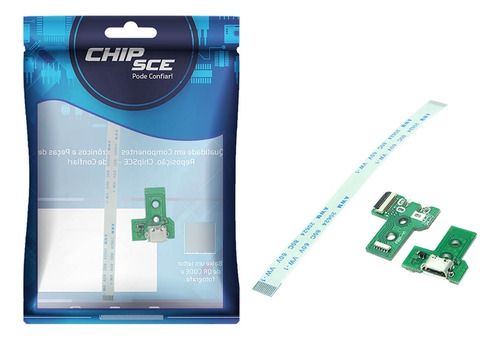 Módulo Usb P/ Controle Ps4 Jds-030 Com Cabo Flat Cor Verde - ChipSCE