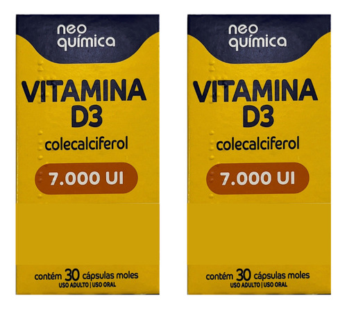 Kit 2x Vitamina D3 7.000 Ui 30 Cápsulas