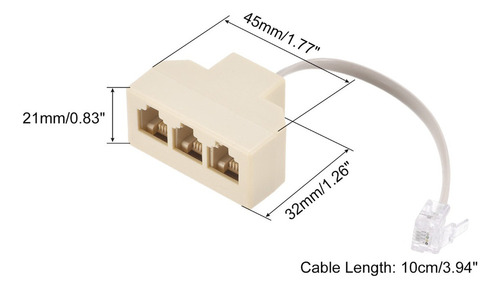 Conector Telefónico Rj11 6p4c Macho A 3 Hembra 2pzs