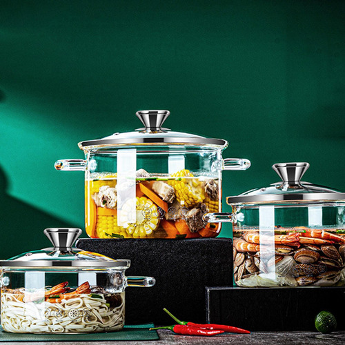 Cacerola De Vidrio De Borosilicato Resistente Al Calor Con