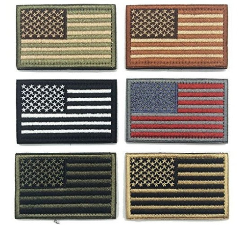 Conjunto Parches Militares De Bandera Americana 6 Piezas.